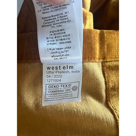 West Elm Luster Velvet Curtains Golden Oak Set of 2 48x96 - Picture 8 of 8